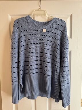 GAP Light Blue Knit Openwork Sweater - Perfect Summer Sweater
